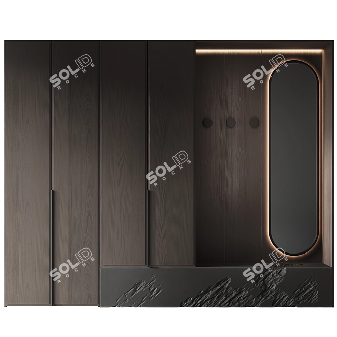 Entryway Furniture Composition in 3 Finishes 3D model image 5