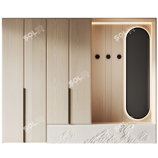 Entryway Furniture Composition in 3 Finishes 3D model image 6