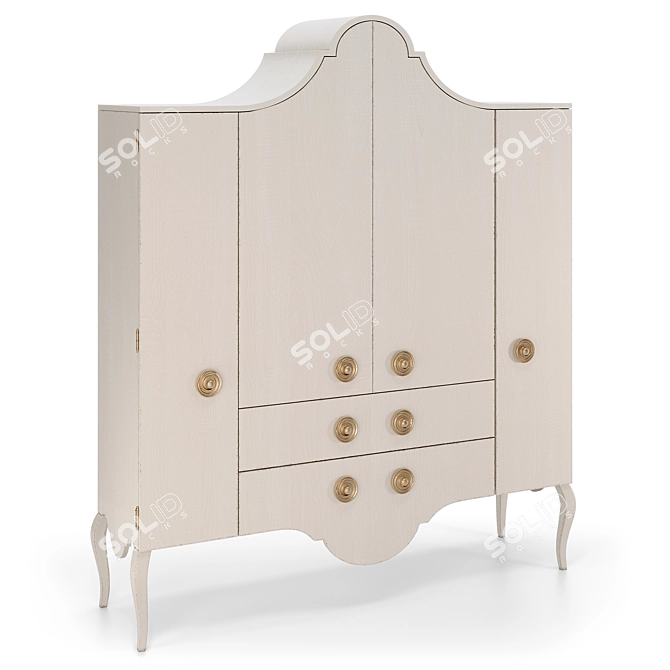 Fantasy Four-Door Fleur De Lis Cabinet 3D model image 4