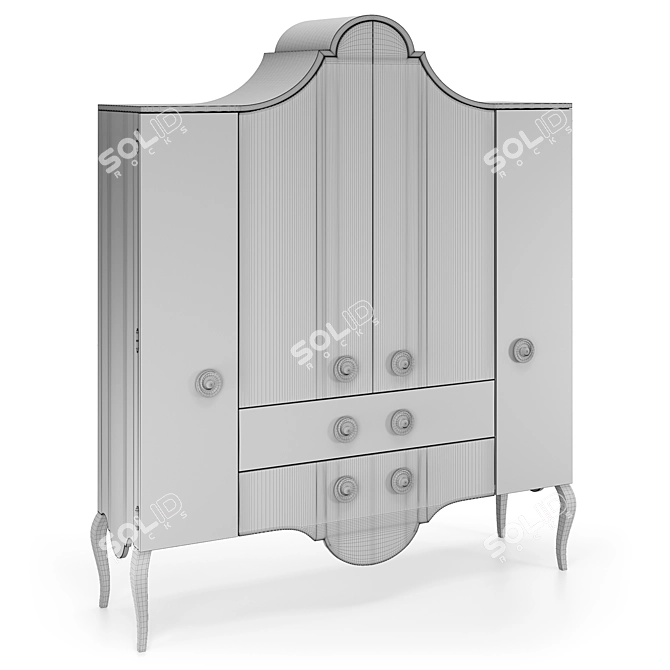 Fantasy Four-Door Fleur De Lis Cabinet 3D model image 5