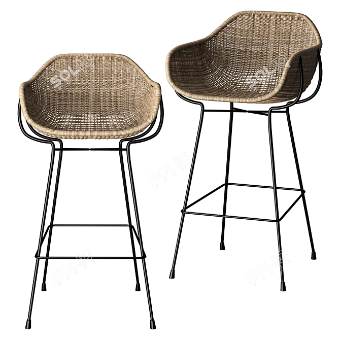 Modern Nusa Bar Stool Set 3D model image 1