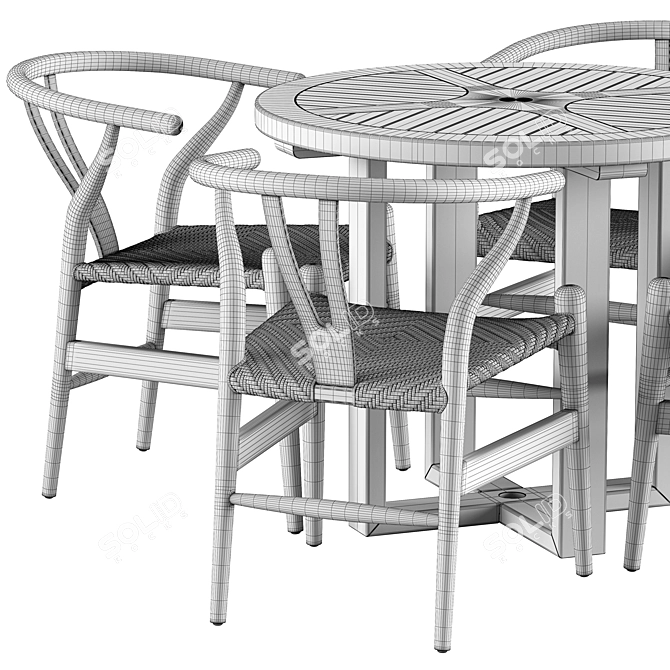 Sleek Outdoor Dining Set 3D model image 7