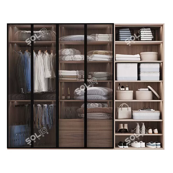  Textured Glass Wardrobe Organizer 3D model image 1