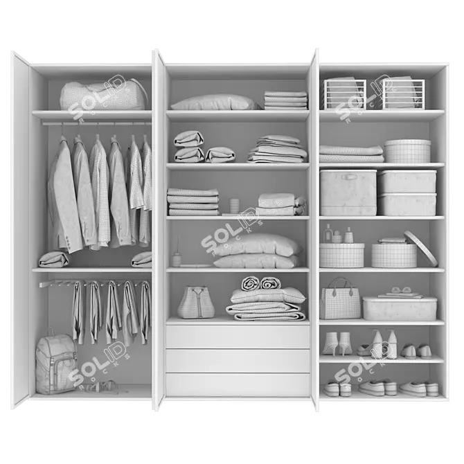  Textured Glass Wardrobe Organizer 3D model image 5