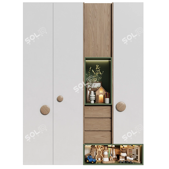 Modular Child's Wardrobe, Minimalist Style 3D model image 1