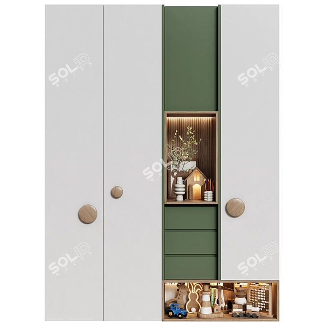 Modular Child's Wardrobe, Minimalist Style 3D model image 2