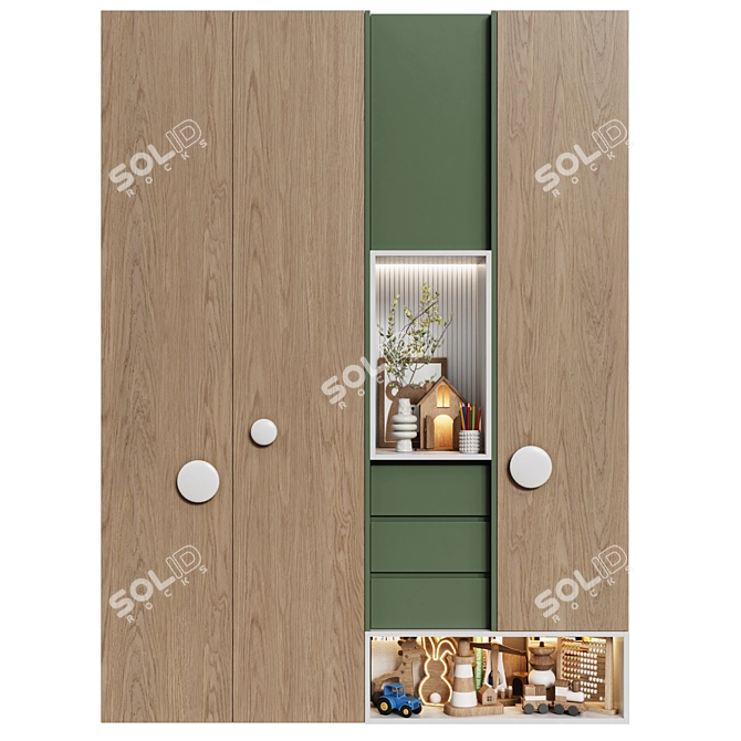 Modular Child's Wardrobe, Minimalist Style 3D model image 3