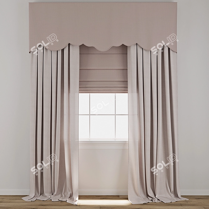 Modern Curtain Model with Textures 3D model image 1