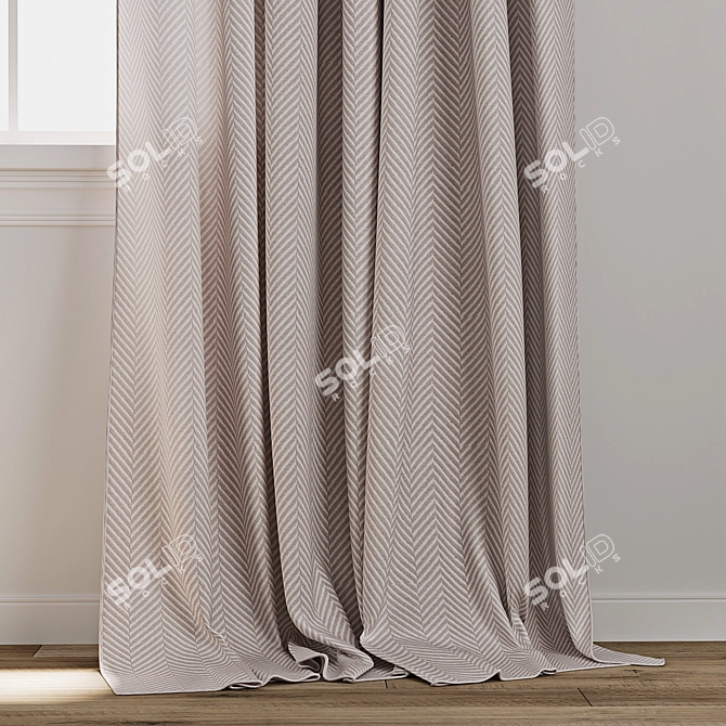 Modern Curtain Model with Textures 3D model image 2