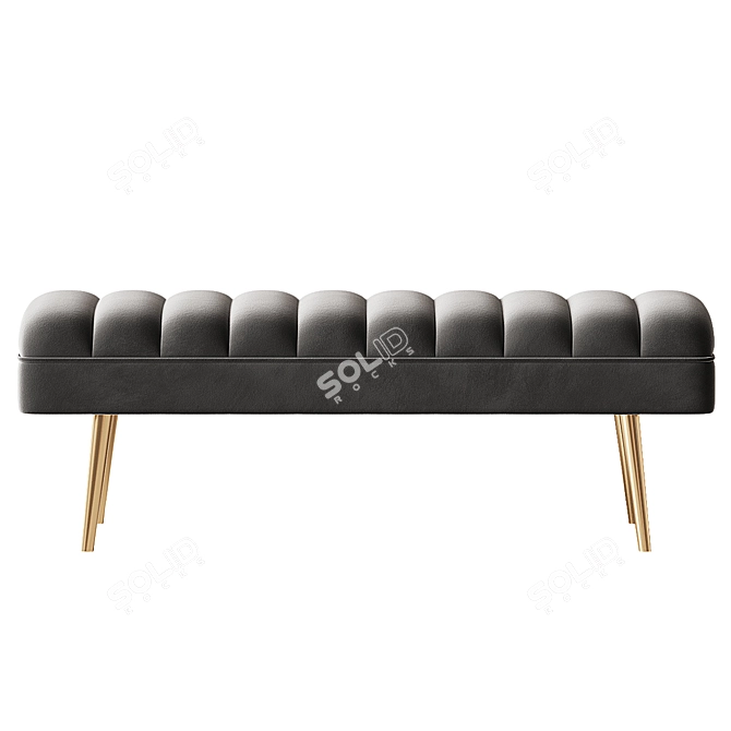 Modern Grey Velvet Bench 3D model image 3