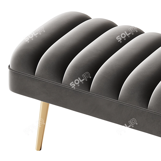 Modern Grey Velvet Bench 3D model image 4