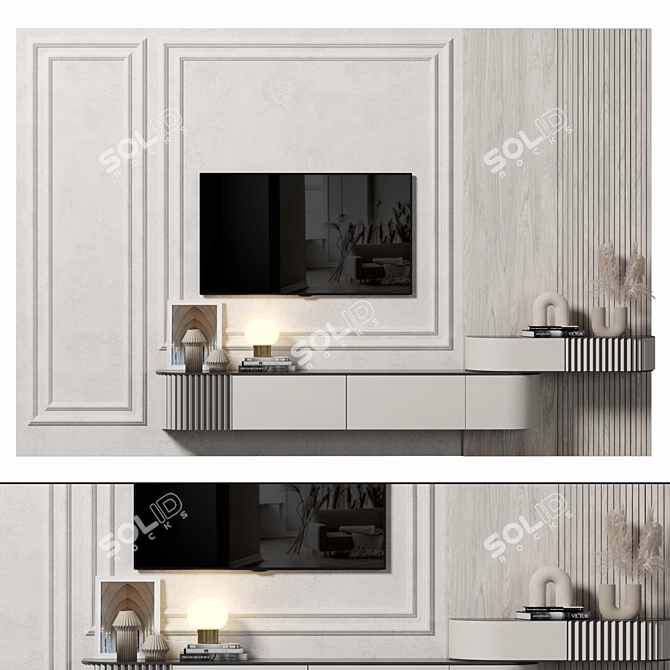 TV Wall 163 Modern Design 3D model image 5