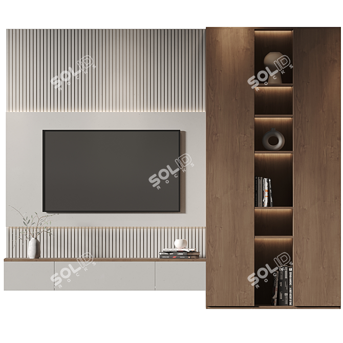 Modern TV Wall Set 042 3D model image 1