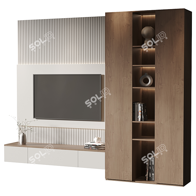 Modern TV Wall Set 042 3D model image 2