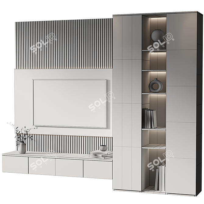 Modern TV Wall Set 042 3D model image 4