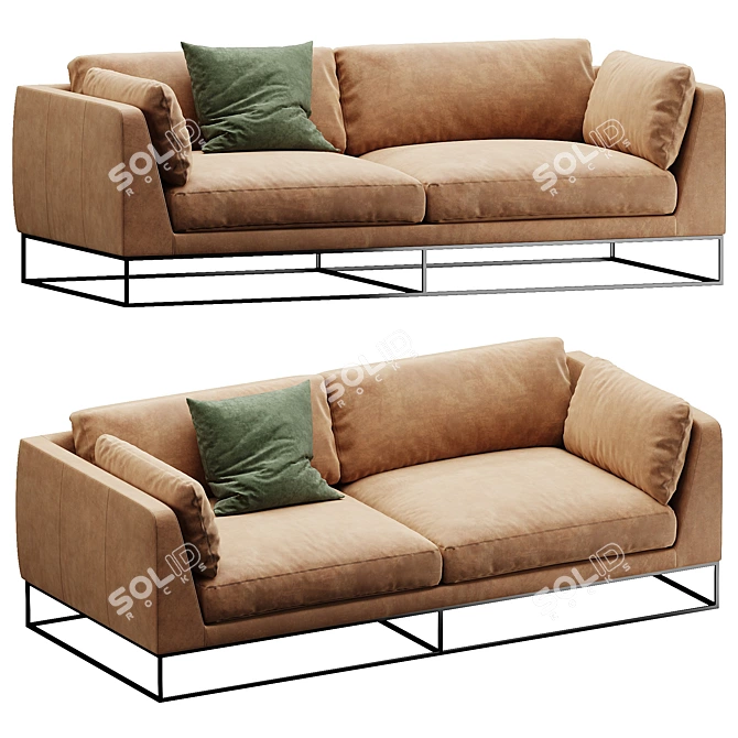 Delancey Leather Sofa - 88 3D model image 1