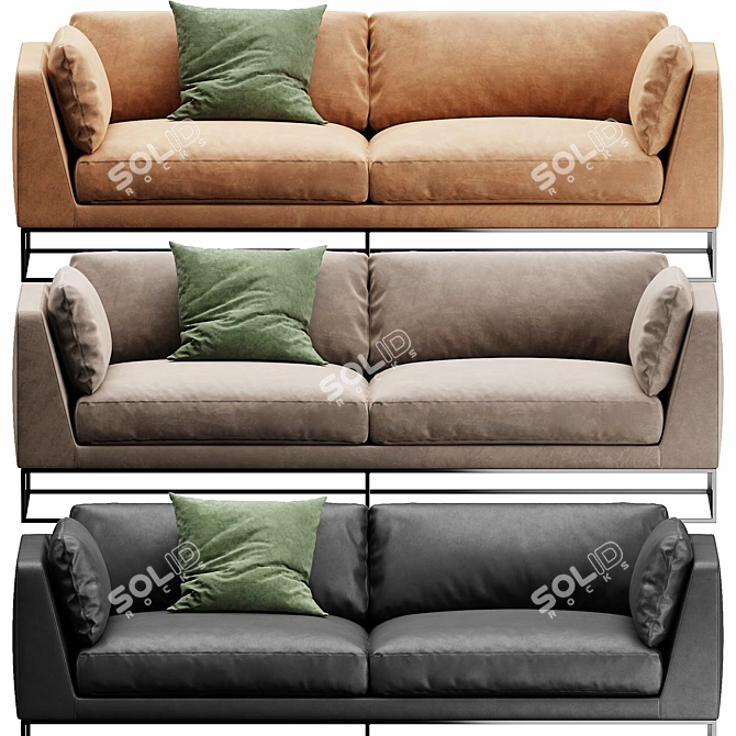 Delancey Leather Sofa - 88 3D model image 3