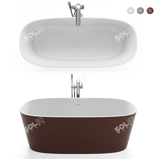 Elegant Disenia Oval Freestanding Bathtub 3D model image 1