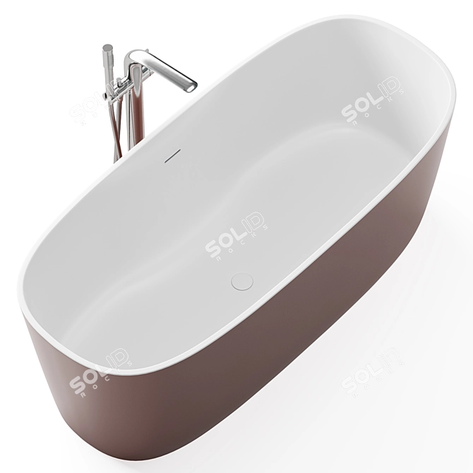 Elegant Disenia Oval Freestanding Bathtub 3D model image 4