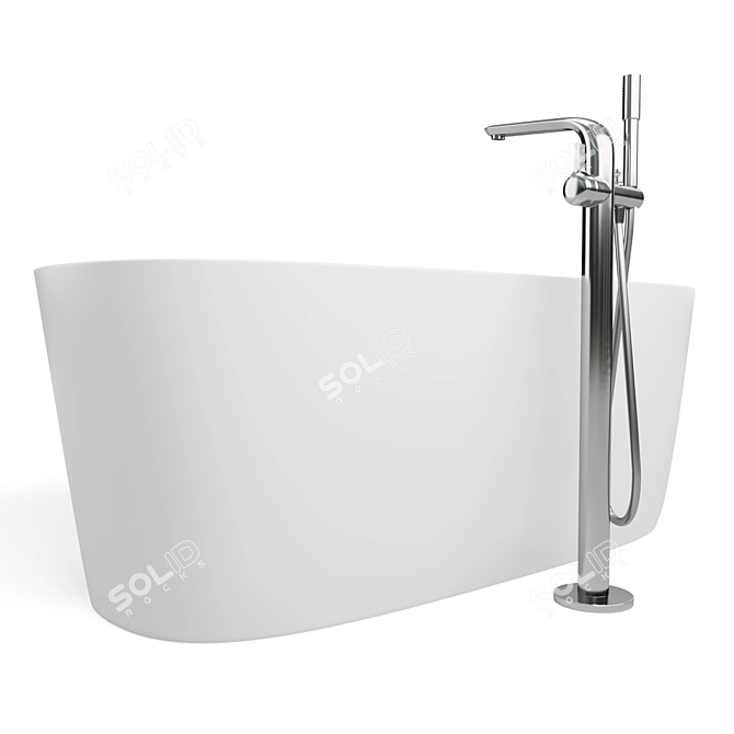 Elegant Disenia Oval Freestanding Bathtub 3D model image 5