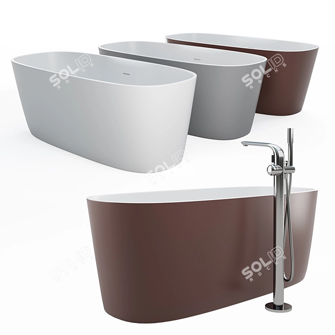 Elegant Disenia Oval Freestanding Bathtub 3D model image 6