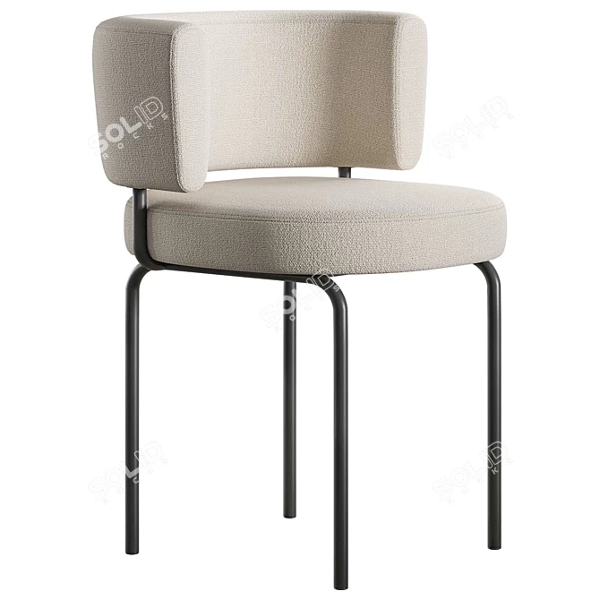 Modern Round Dining Chair Table Set 3D model image 3