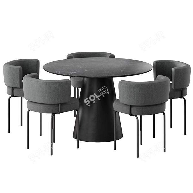 Modern Round Dining Chair Table Set 3D model image 4