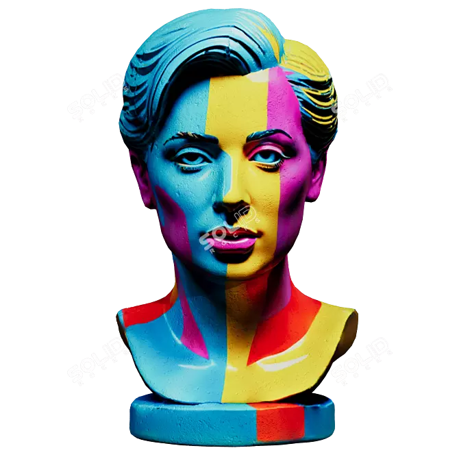 Pop Art Style Female Bust 3D model image 1