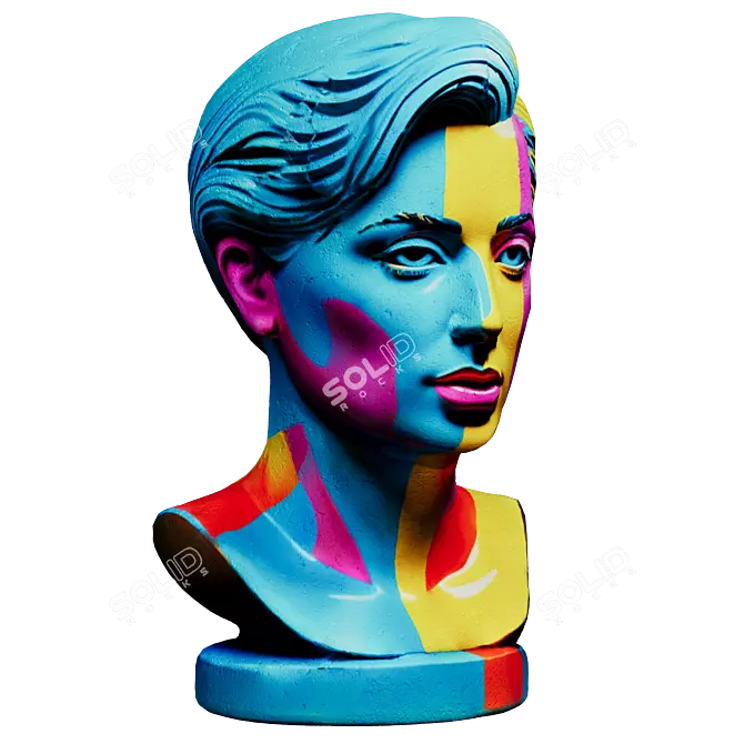 Pop Art Style Female Bust 3D model image 2