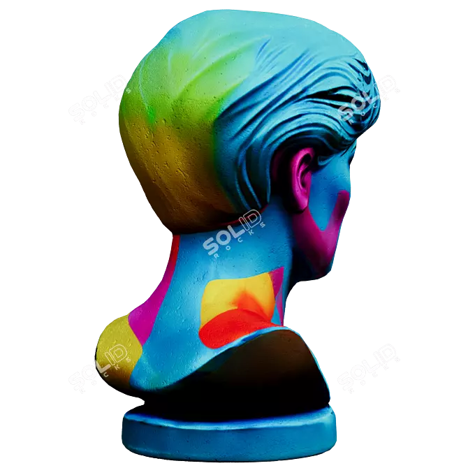 Pop Art Style Female Bust 3D model image 4