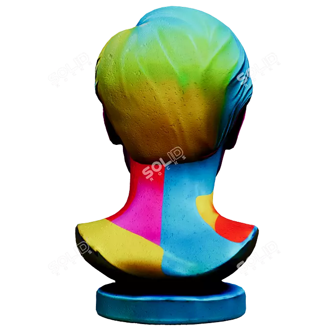 Pop Art Style Female Bust 3D model image 5