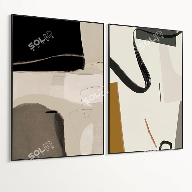 Plaster Dual Photo Frame Set 3D model image 5