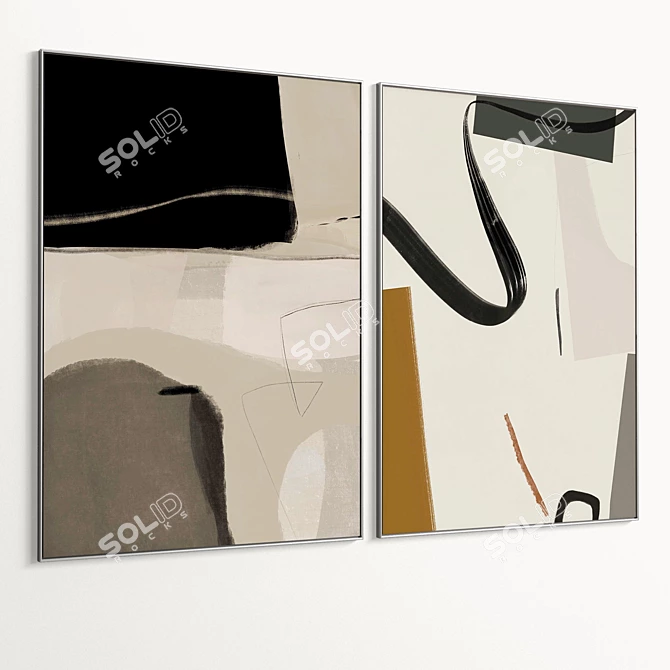 Plaster Dual Photo Frame Set 3D model image 6