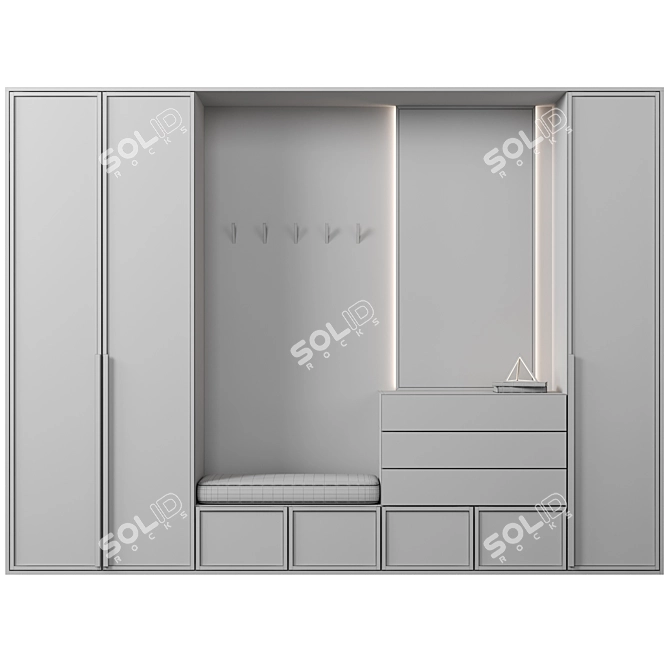 Modular Hallway Storage Cabinet 3D model image 4