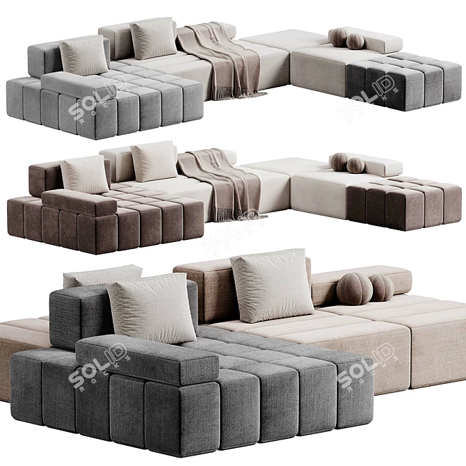 Contemporary Tetris Sofa Design 3D model image 1