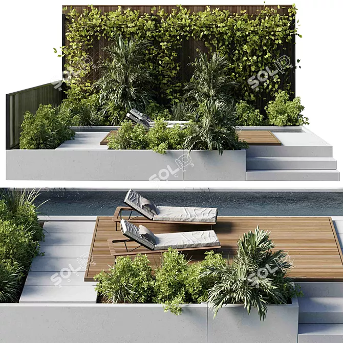 Poolside Oasis with Outdoor Furnishings 3D model image 4