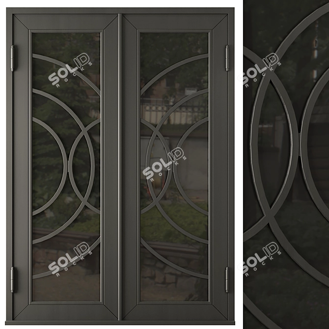 Modern Entrance Door Set 62 3D model image 1