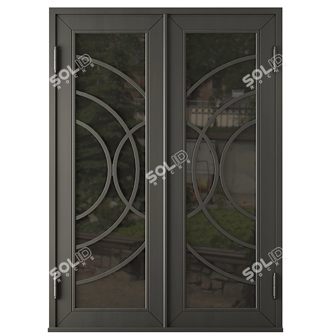 Modern Entrance Door Set 62 3D model image 2