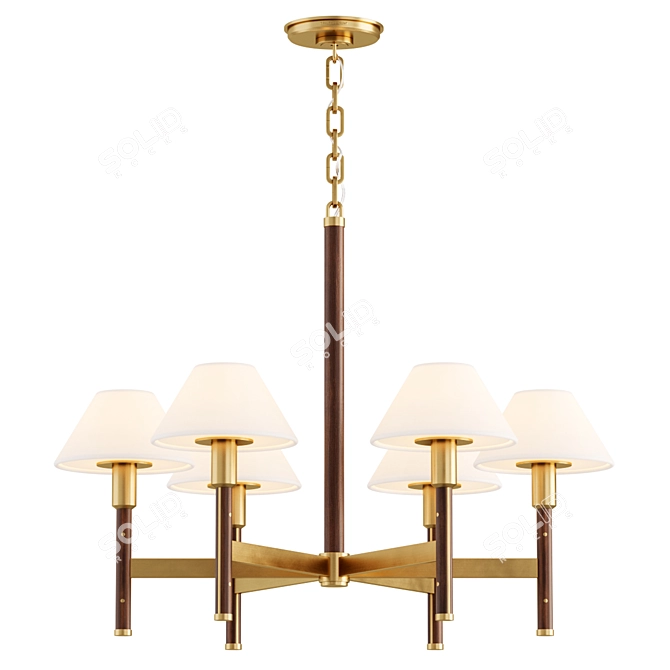 Riveted Wood Chandelier with Linen 3D model image 1