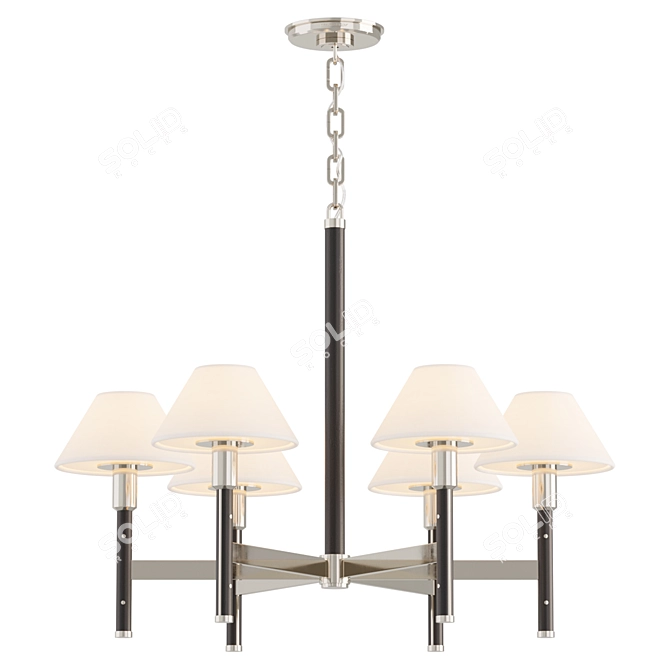 Riveted Wood Chandelier with Linen 3D model image 2