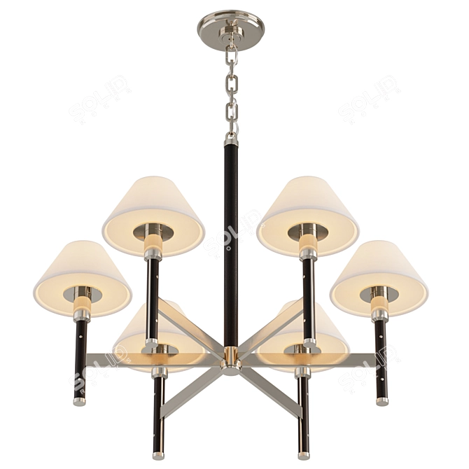 Riveted Wood Chandelier with Linen 3D model image 3