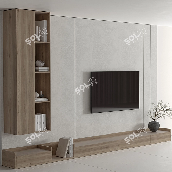 Minimalist 3D TV Wall Decor 3D model image 5