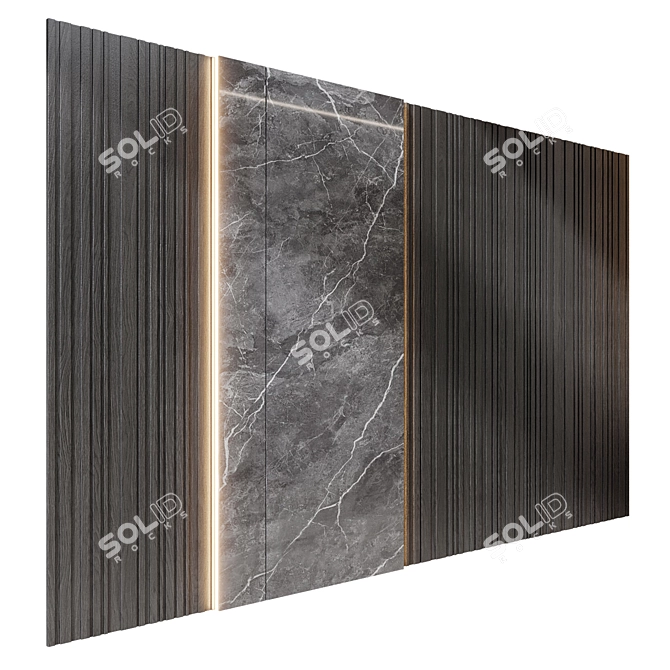 Modern Wood and Marble Panels 3D model image 4