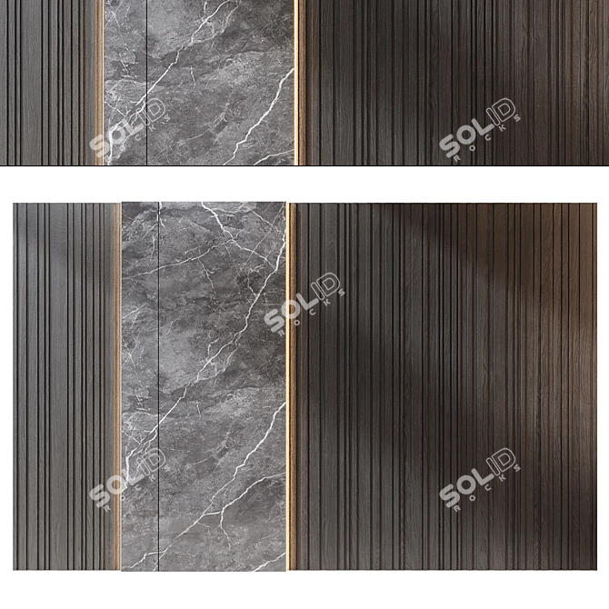 Modern Wood and Marble Panels 3D model image 5