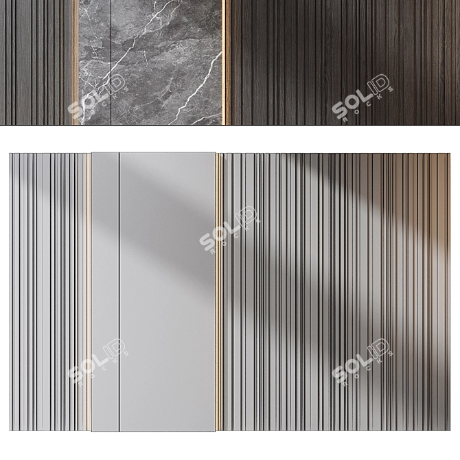 Modern Wood and Marble Panels 3D model image 6