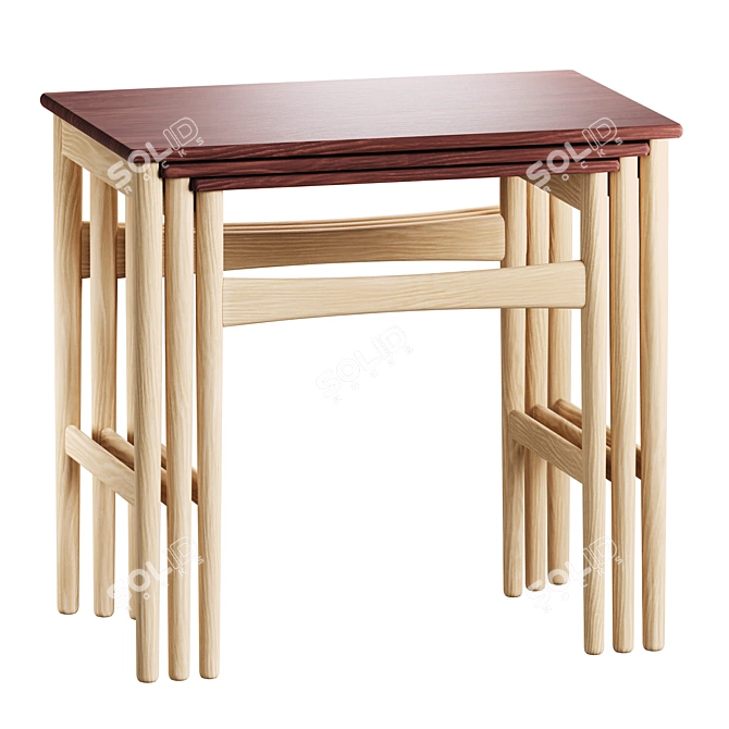  CH004 Oak Nesting Tables 3D model image 1