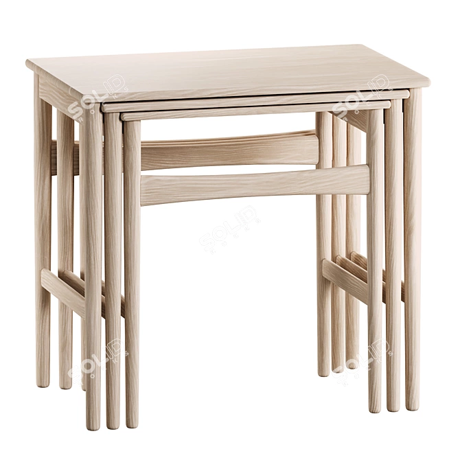  CH004 Oak Nesting Tables 3D model image 3