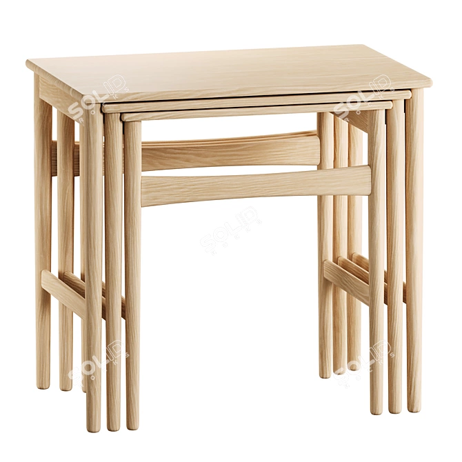  CH004 Oak Nesting Tables 3D model image 4