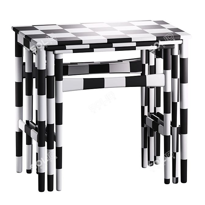  CH004 Oak Nesting Tables 3D model image 7