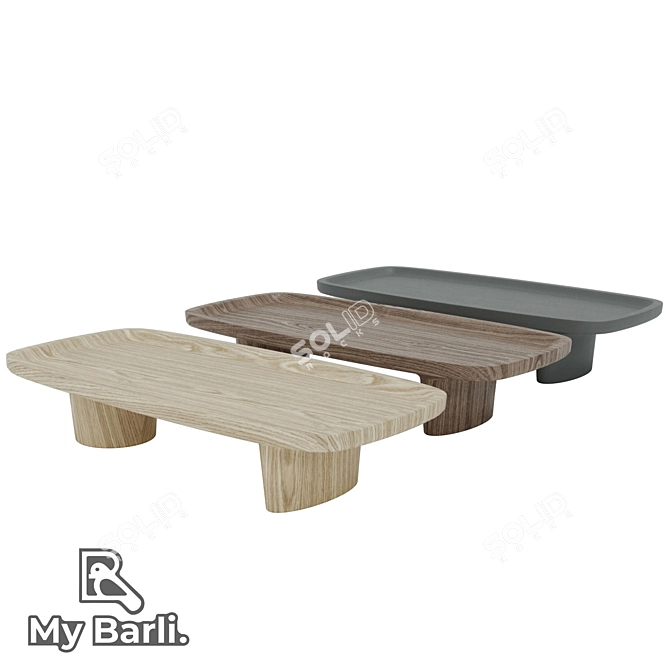 Japanese Minimalist Oak Coffee Table 3D model image 1